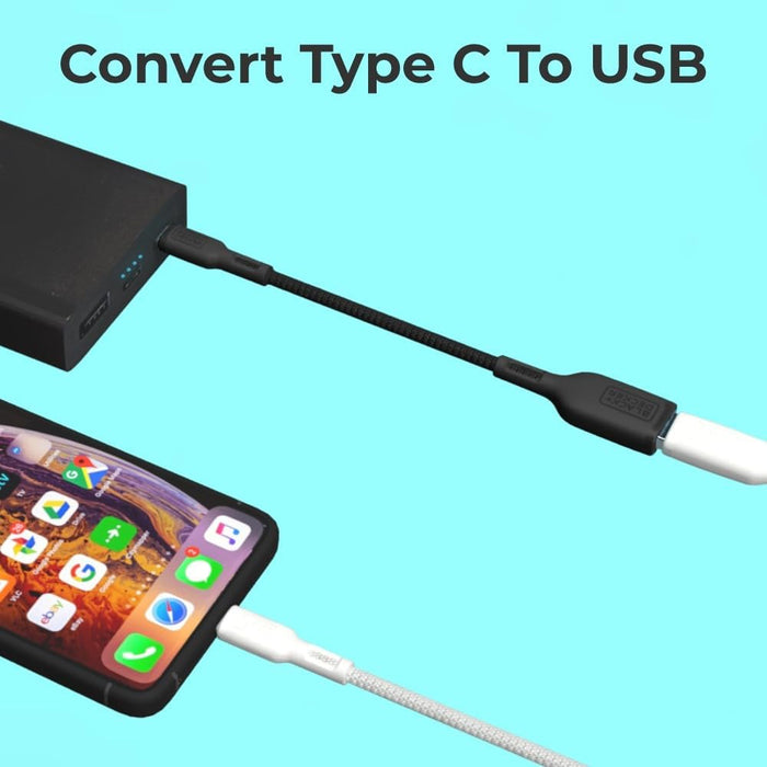 BLACK+DECKER USB-C to USB-A Adapter – Nylon Braided 2-Pack OTG Cable for iPhone, MacBook, iPad