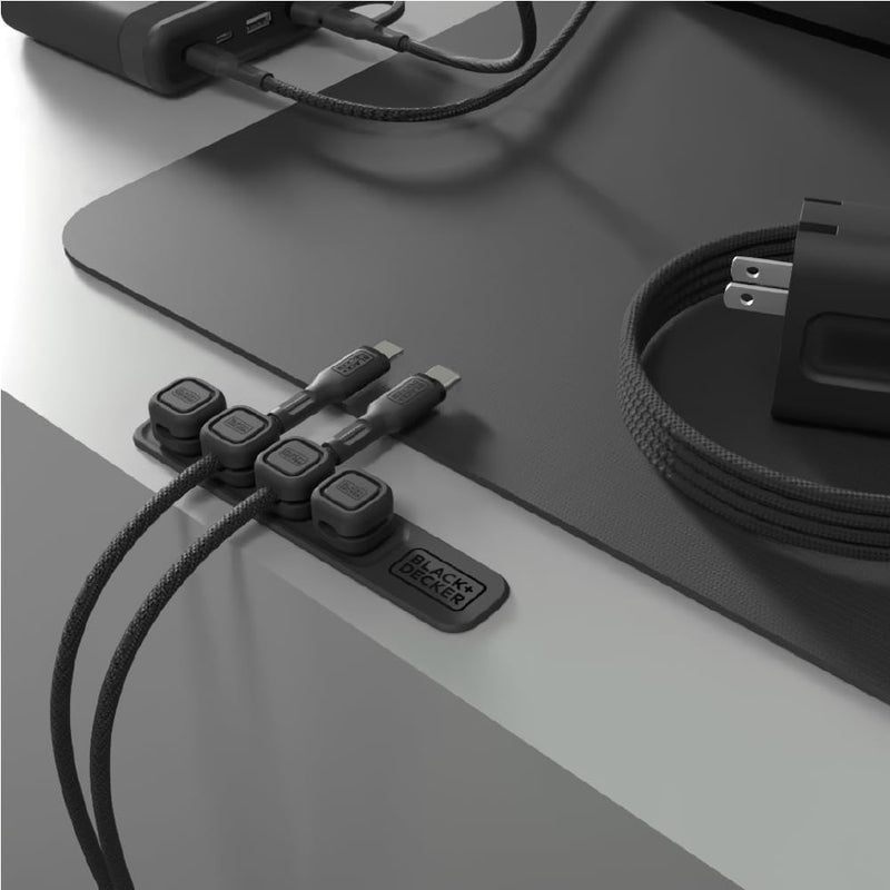 BLACK+DECKER Magnetic Cable Organizer – 4-Pack Adhesive Cord Clips for Cable Management