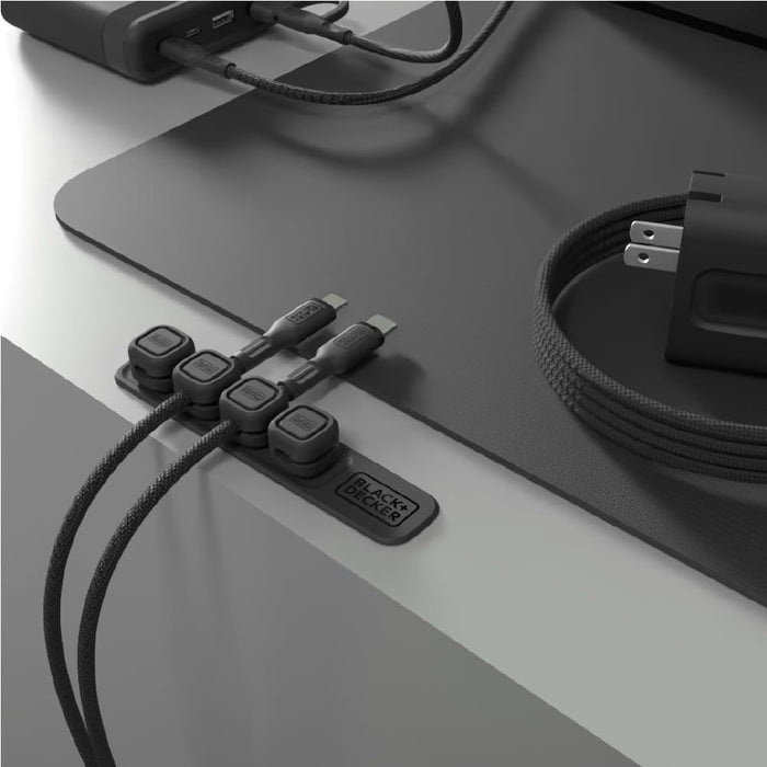 BLACK+DECKER Magnetic Cable Organizer – 4-Pack Adhesive Cord Clips for Cable Management