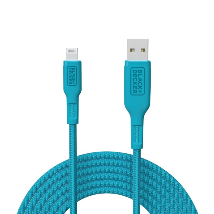 BLACK+DECKER Lightning to USB Cable - Fast Compatible iPhone Lightning Cable - Durable Braided iPhone Charger Cord - for Travel and Daily Use - Multiple Color + Length Options