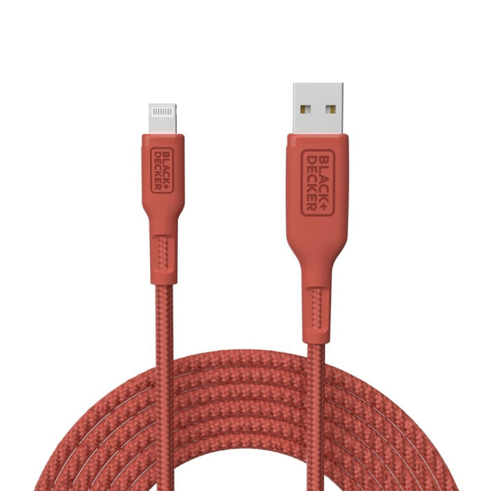 BLACK+DECKER Lightning to USB Cable - Fast Compatible iPhone Lightning Cable - Durable Braided iPhone Charger Cord - for Travel and Daily Use - Multiple Color + Length Options