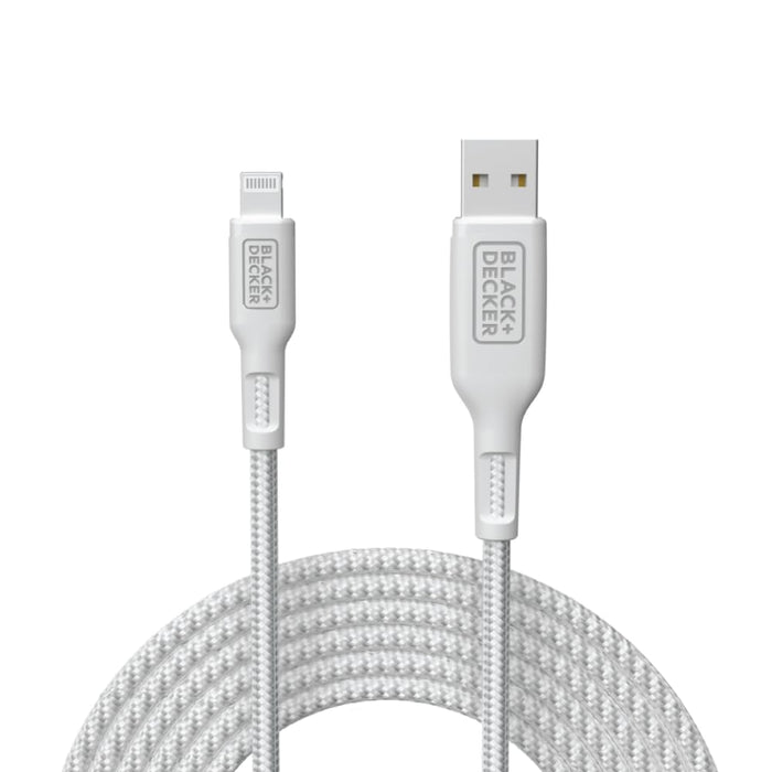 BLACK+DECKER Lightning to USB Cable - Fast Compatible iPhone Lightning Cable - Durable Braided iPhone Charger Cord - for Travel and Daily Use - Multiple Color + Length Options