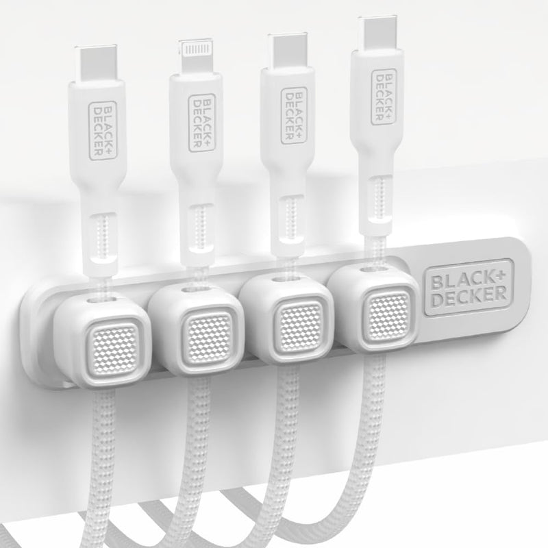 BLACK+DECKER Magnetic Cable Organizer – 4-Pack Adhesive Cord Clips for Cable Management