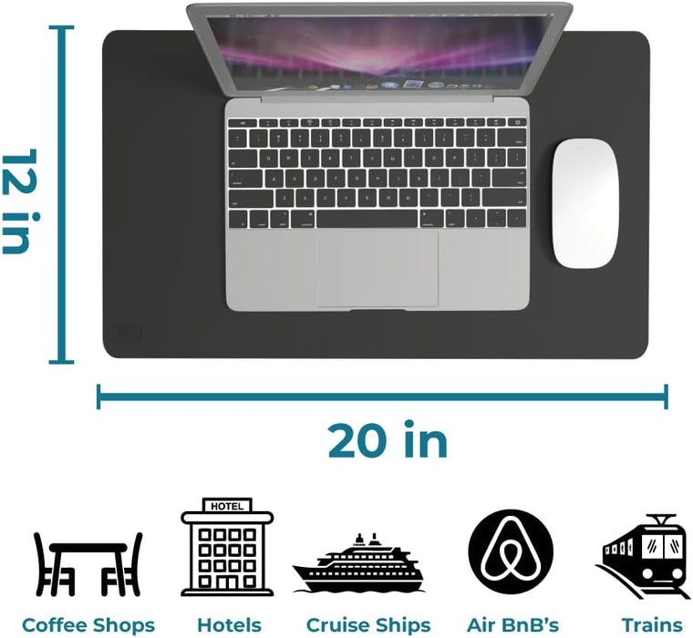 BLACK+DECKER Small Travel Desk Mat 12"x20" – Compact Office Desk Pad & Laptop Protector
