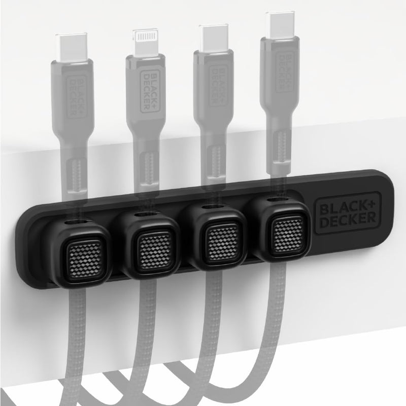 BLACK+DECKER Magnetic Cable Organizer – 4-Pack Adhesive Cord Clips for Cable Management