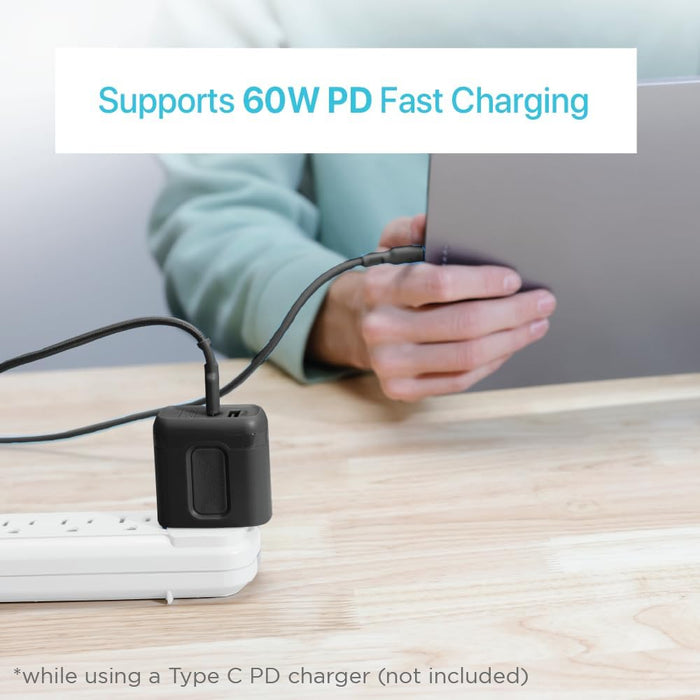BLACK+DECKER 2-in-1 USB-C Charging Cable – Braided Fast Charger w/USB-A Adapter