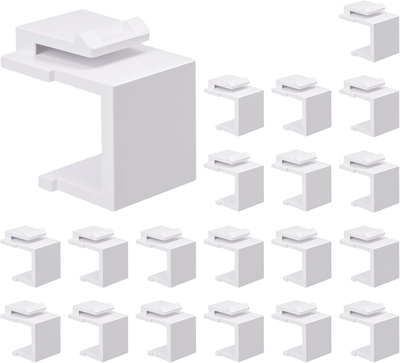 Cyberguys Blank Keystone Jack Inserts, White – 20-Pack