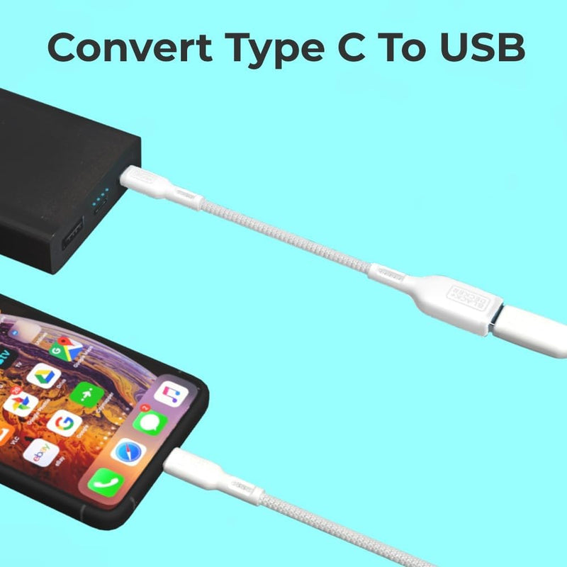 BLACK+DECKER USB-C to USB-A Adapter – Nylon Braided 2-Pack OTG Cable for iPhone, MacBook, iPad