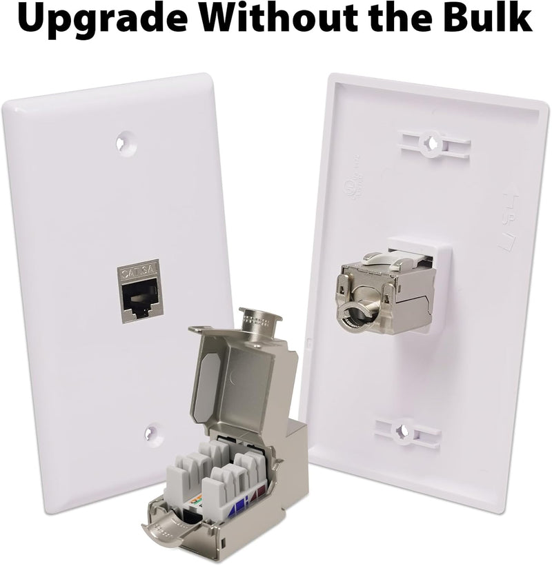 Cyberguys 90° Shielded CAT6A Keystone Jacks 6-Pack – Metal Housing