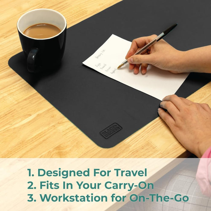 BLACK+DECKER Small Travel Desk Mat 12"x20" – Compact Office Desk Pad & Laptop Protector