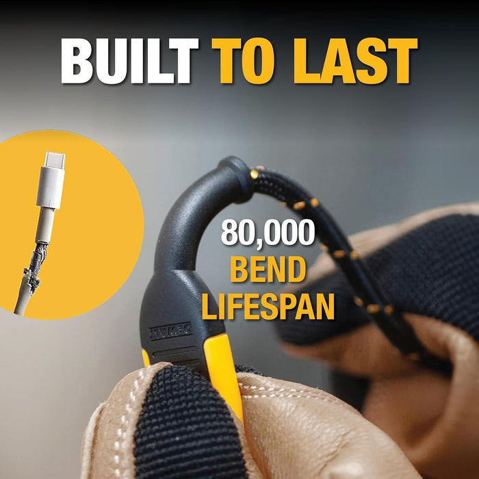 DEWALT Heavy Duty USB-A to USB-C Cable – Fast Charging Cord for iPhone, MacBook, iPad, Samsung