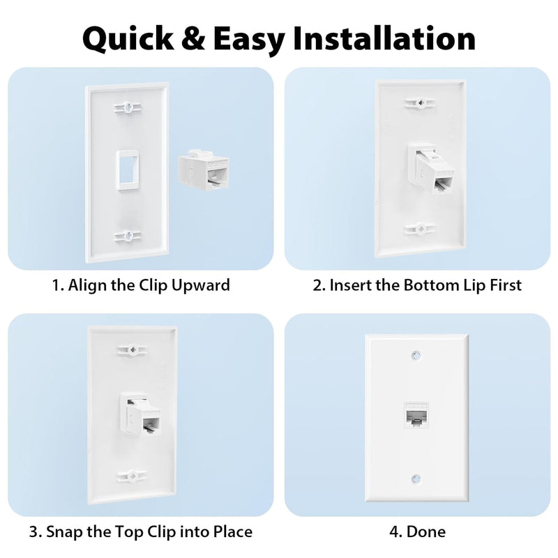 CAT6 Keystone Jack Inline Coupler RJ45 Female-to-Female 10Gbps Ethernet