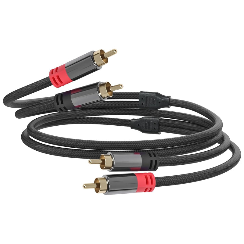 Cyberguys 2RCA to 2RCA Audio Cable – Braided Shielded RCA Male to Male Cord
