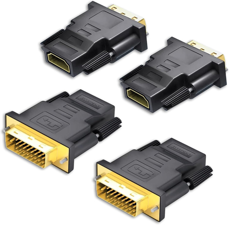 Cyberguys 2-Pack DVI to HDMI Adapter – Bi-Directional DVI-D Male to HDMI Female, 4K UHD