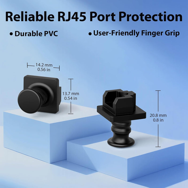 Cyberguys RJ45 Dust Cover Caps, Black – 50-Pack