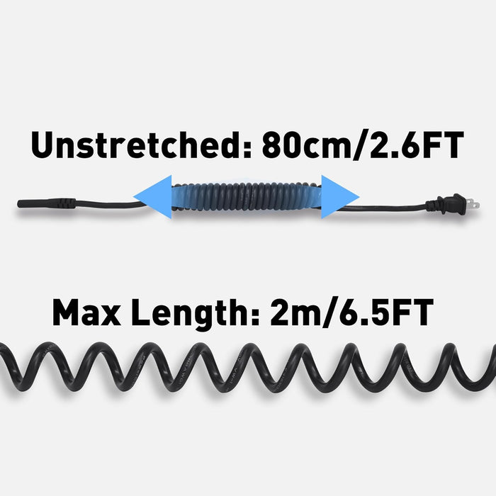 2 Pack Coiled 2 Prong AC Power Cord 6.5 ft, Coiled UL Listed Figure 8 Power Cord Compatible with Samsung LG Sony Insignia Toshiba Hisense PS5, Non Polarized (NEMA 1-15P to IEC C7) Black