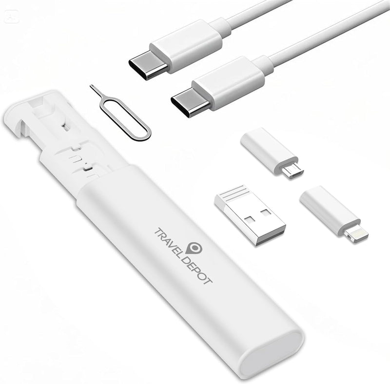 TRAVEL DEPOT Multi USB Charging Adapter Kit – 60W Cable Set w/Type-C, Micro USB & SIM Tool