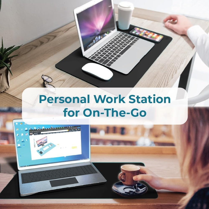 BLACK+DECKER Small Travel Desk Mat 12"x20" – Compact Office Desk Pad & Laptop Protector