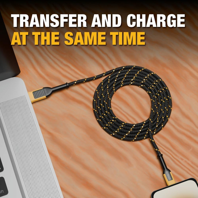 DEWALT Heavy Duty iPhone Charger Cords (2-Pack, 4ft) – MFi Certified Lightning to USB