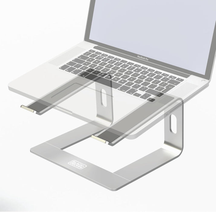 BLACK+DECKER Laptop Stand for Computer Desk, Ergonomic Laptop Stand for Desk, Laptop Riser Compatible with MacBook Notebook, Laptop Holder, Durable Aluminum Computer Riser Accessories