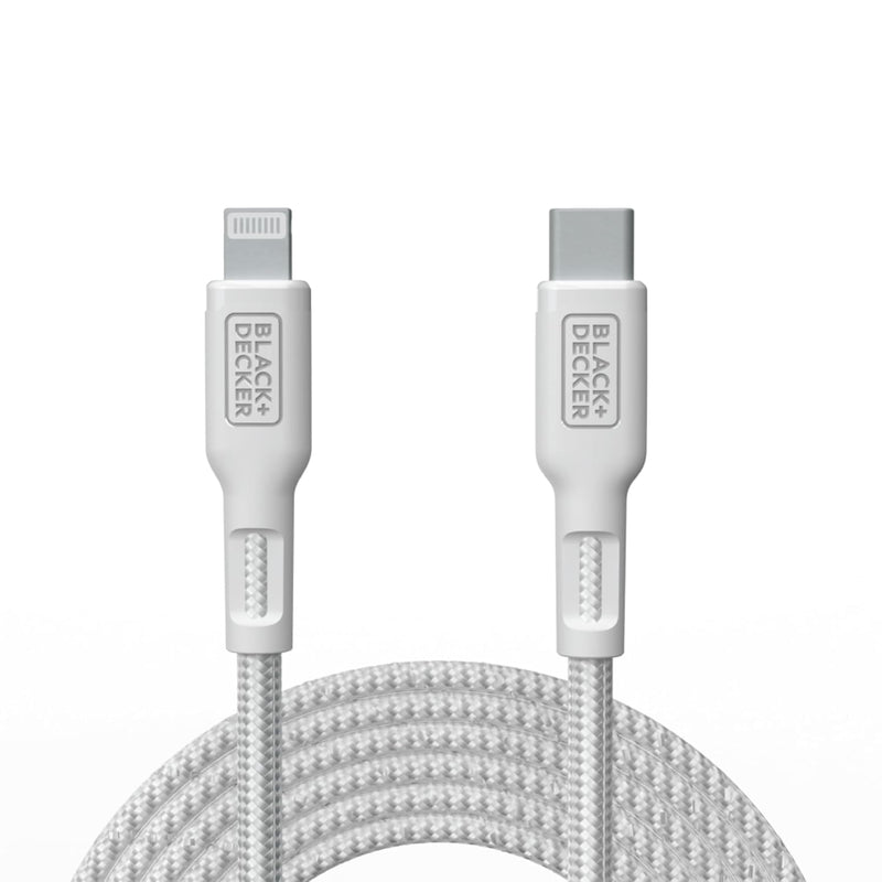 BLACK+DECKER USB-C to Lightning Cable – Fast Braided iPhone Charger Cord, Durable & Travel-Ready