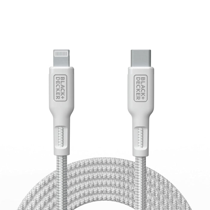 BLACK+DECKER USB-C to Lightning Cable – Fast Braided iPhone Charger Cord, Durable & Travel-Ready
