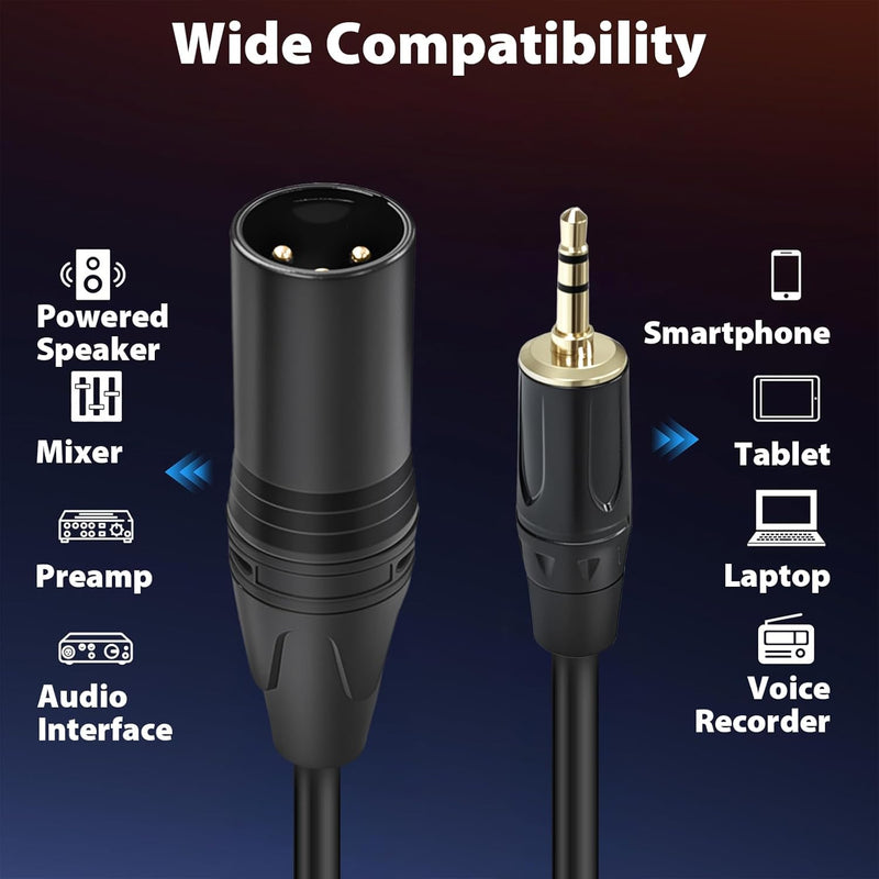 Cyberguys 3.5mm to XLR Male Audio Cable – TRS to XLR Balanced Studio Cord