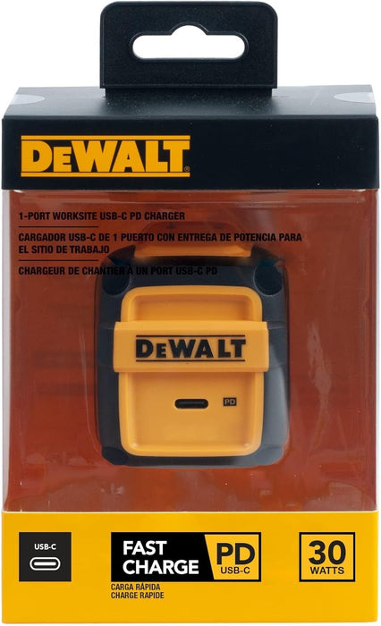 DEWALT Heavy Duty 30W PD USB Wall Charger, Worksite USB-C Chargers, Type C Fast Charger, Foldable Plug, Compatible with iPhone 16 15 14 13 12 Pro Max iPad Pro