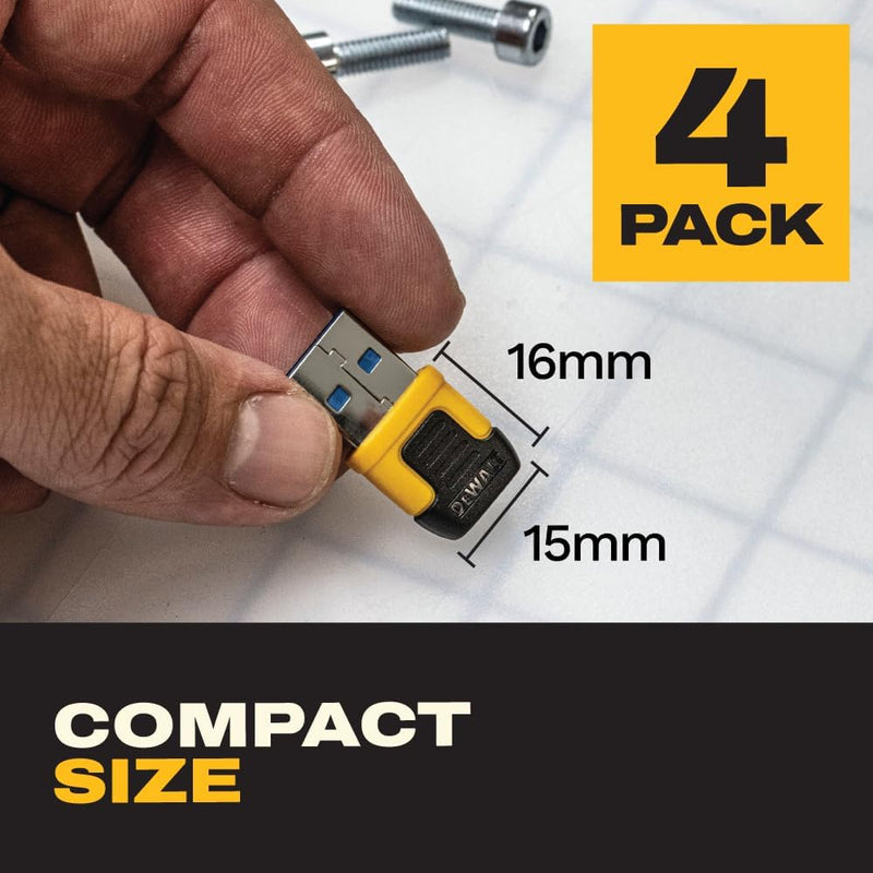 DEWALT USB-C to USB-A Adapter 4-Pack – Fast Charging & 5Gbps Data Converter