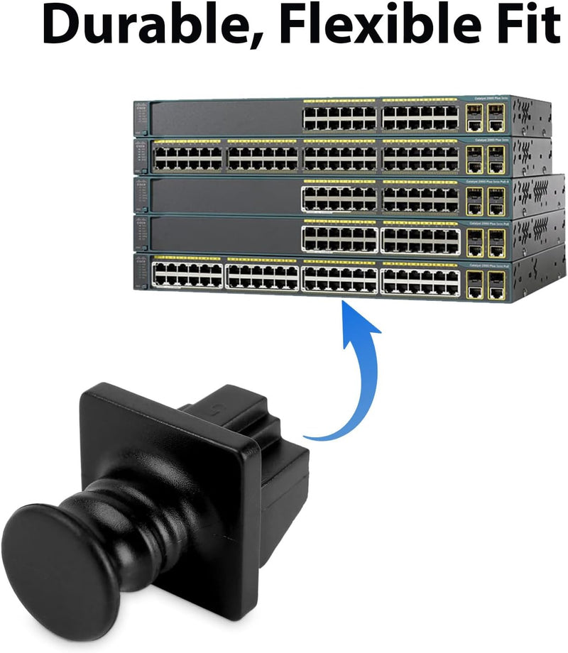 Cyberguys RJ45 Dust Cover Caps, Black – 50-Pack