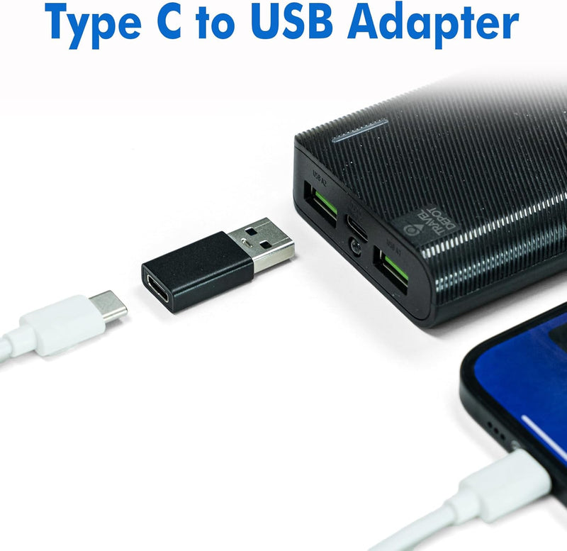 TRAVEL DEPOT USB to USB-C Adapter 4-Pack – Female USB-C to USB-A Male Converter, 5Gbps USB 3.0 OTG Charger Adapter for iPhone, iPad, Samsung Galaxy, Apple Watch, AirPods