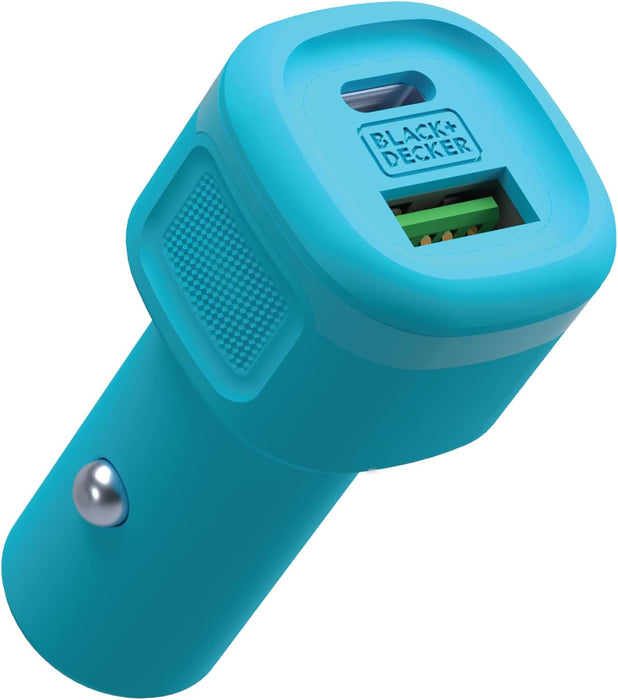 BLACK+DECKER USB C Car Charger, Compact 38W 2-Port, LED Indicator Type C Charger with Power Delivery/Quick Charge, Compatible with iPhone 16 15 14 13 12 Series, Pixel 3 2 XL, iPad Pro, More