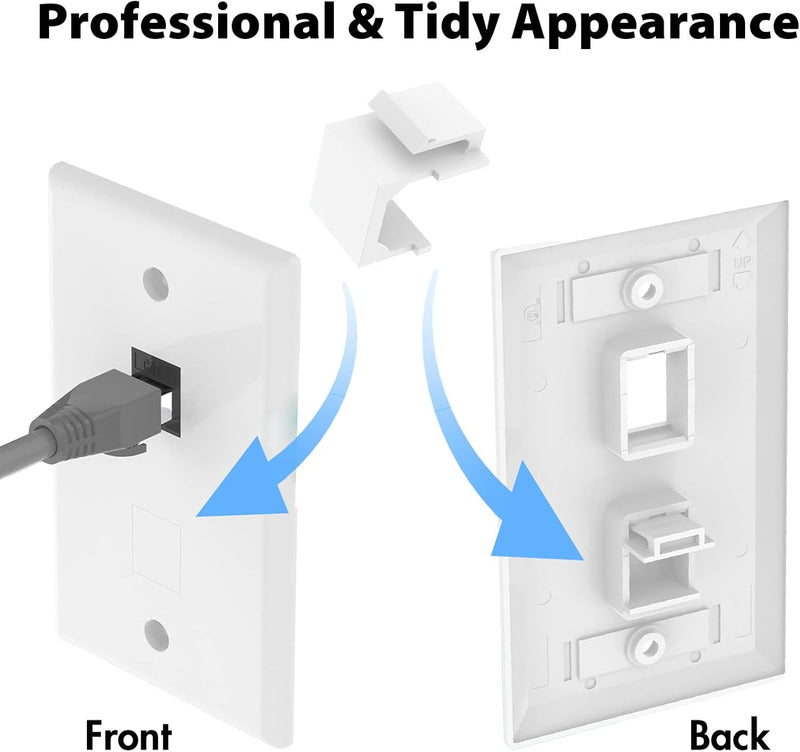 Cyberguys Blank Keystone Jack Inserts, White – 20-Pack