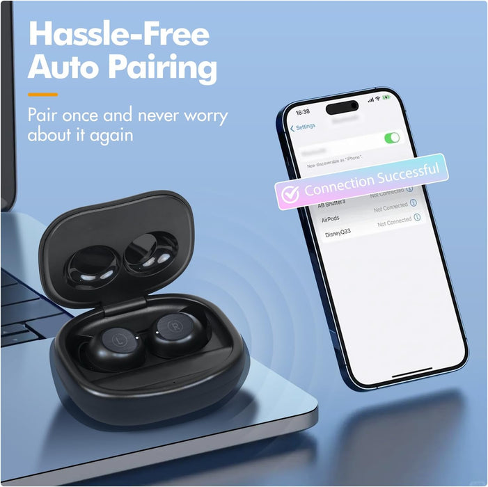 Mini Wireless Earbuds – Auto Pairing, Lightweight IPX4 Headphones w/Mic & Charging Case