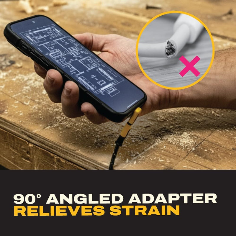 DEWALT 240W 90° USB-C Adapter (2 Styles) – Right Angle USB-C Male to Female Connector, 8K Video, 40Gbps Data, PD Fast Charging, Durable Jobsite Design