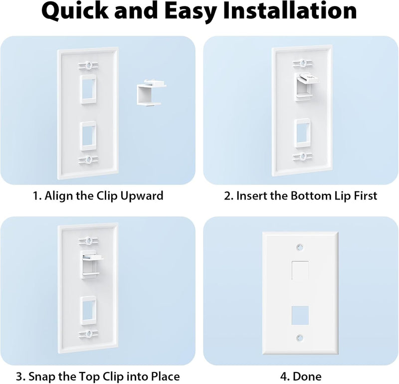 Cyberguys Blank Keystone Jack Inserts, White – 20-Pack