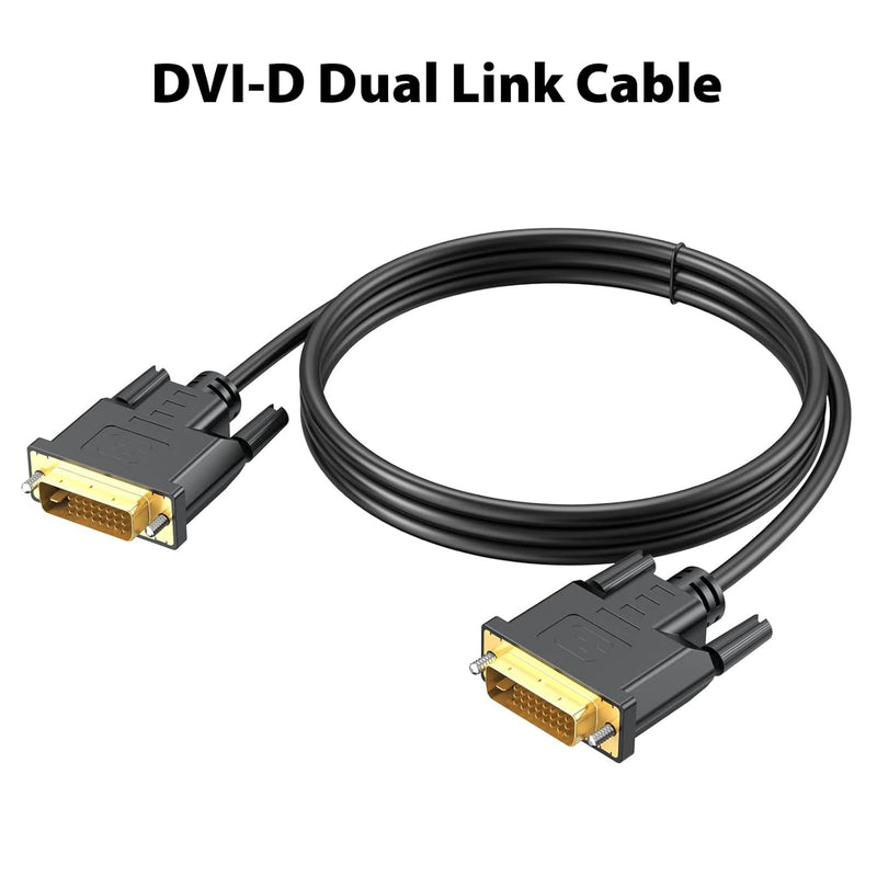 Cyberguys Dual Link DVI Cable – Gold-Plated DVI-D Cord w/Screw Lock, 2560x1600@60Hz, 1080P@120Hz