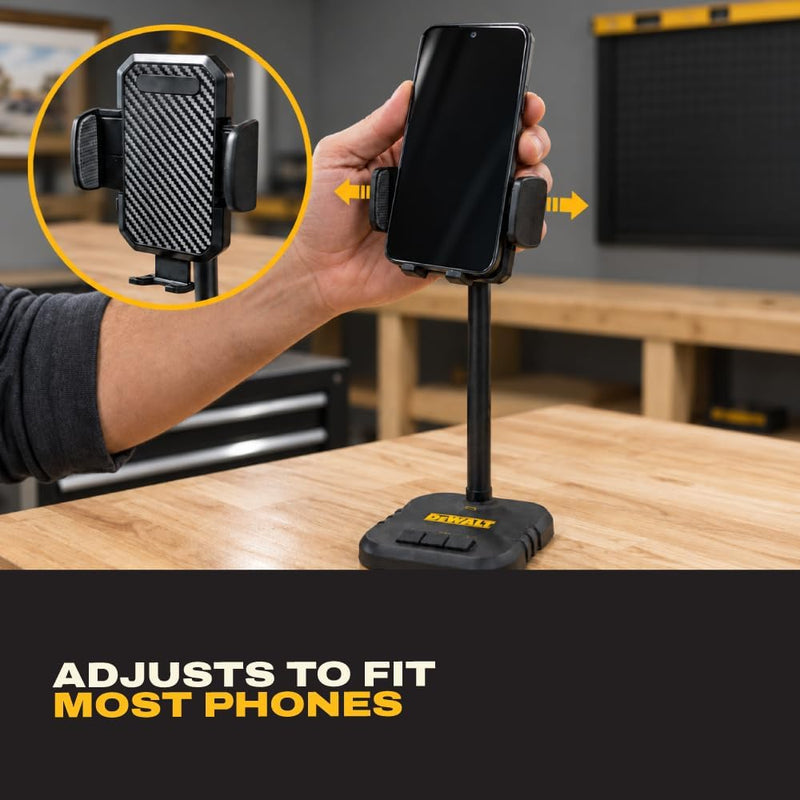 DEWALT Universal Phone Cradle Stand with USB Ports, Adjustable Workbench Mount