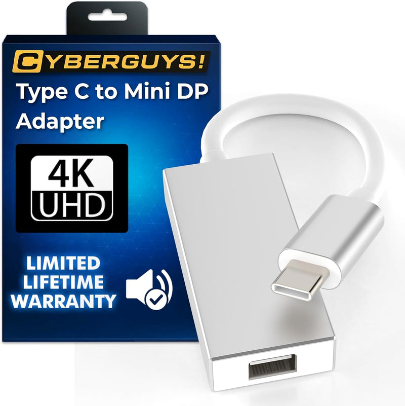 Cyberguys Mini DisplayPort to USB-C Adapter – 4K@60Hz Thunderbolt 3 Converter for Mac