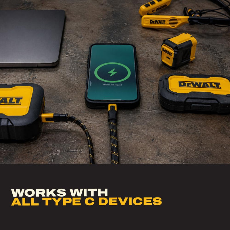 DEWALT USB-C to USB-C Data Cable 4ft, 240W Fast Charging 20Gbps Transfer