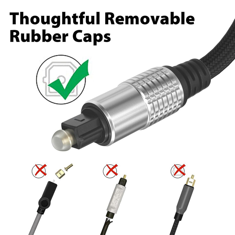 Cyberguys Optical Audio Cable – Braided Toslink Digital Cord for TV & Soundbar