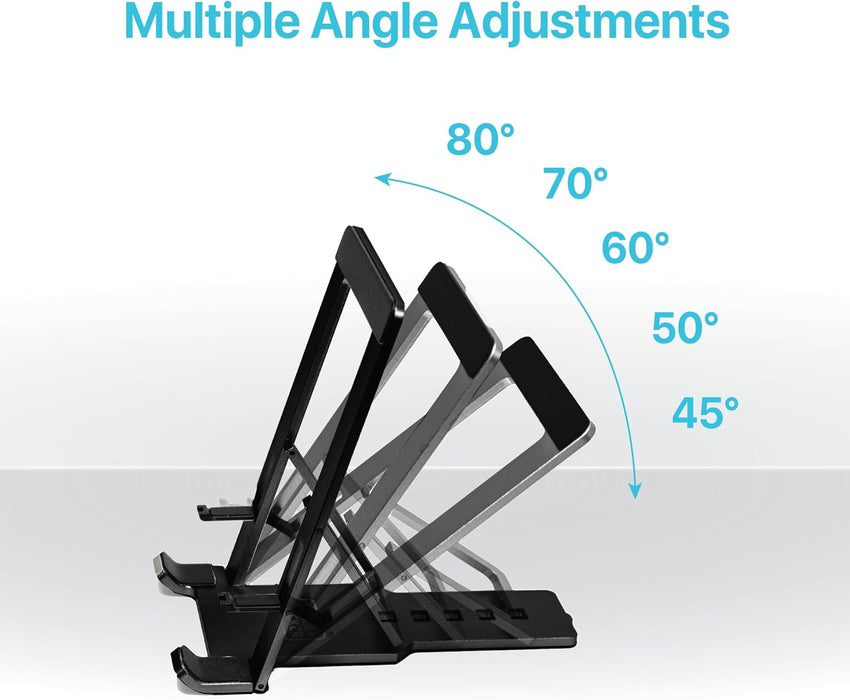BLACK+DECKER Phone Stand for Desk - Folding Cell Phone Stand Holder - Adjustable and Portable, Folds Down Flat - for Office, Gaming, Bed, Travel - Phone Kickstand Compatible with iPhone