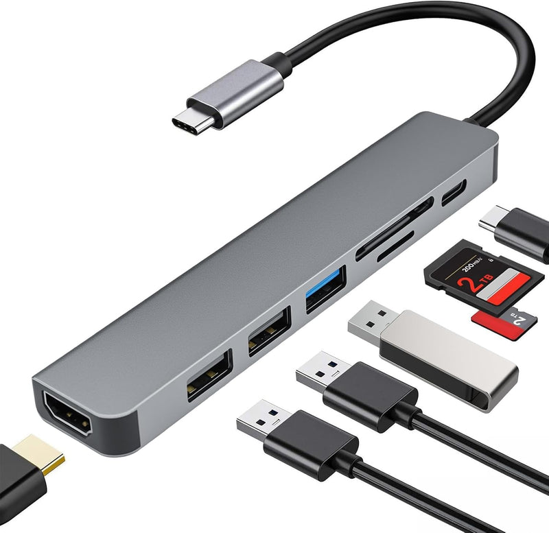 Cyberguys 7-in-1 USB-C Hub with 4K HDMI, 100W PD and Card Reader