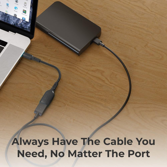 BLACK+DECKER USB-C to USB-A Adapter – Nylon Braided 2-Pack OTG Cable for iPhone, MacBook, iPad