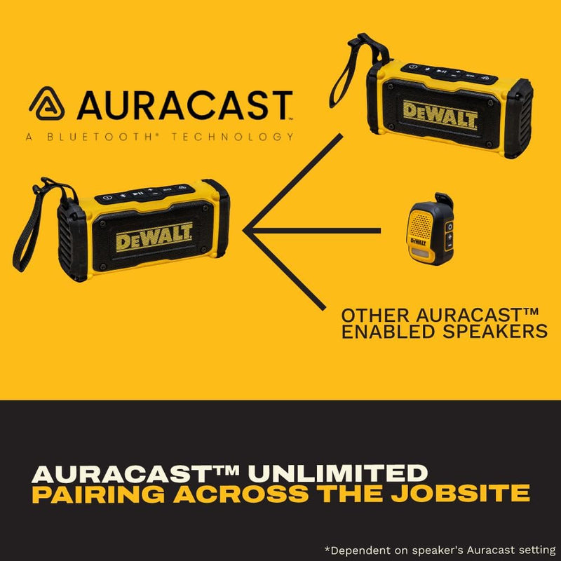 DEWALT Magnetic Jobsite Bluetooth Speaker, 14H Runtime Waterproof Portable