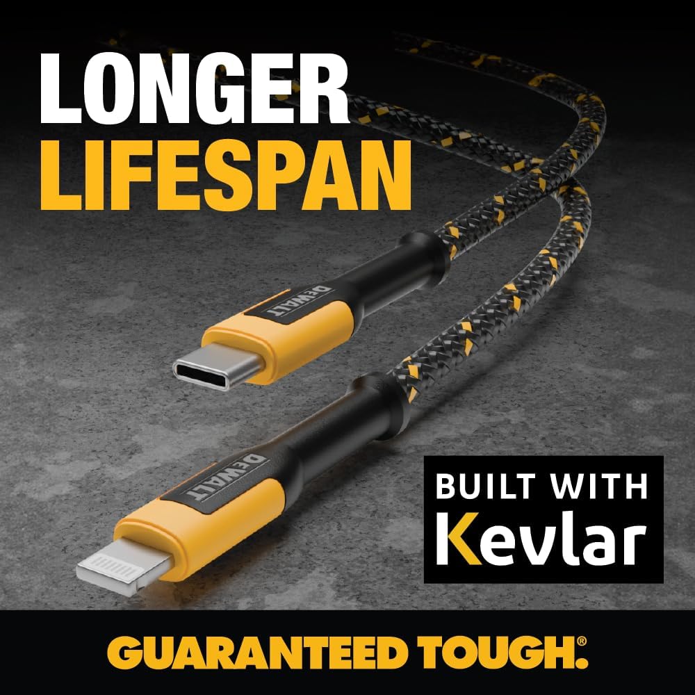 DEWALT Heavy Duty USB-C to Lightning Cables (2-Pack, 4ft) - Thumbnail 2