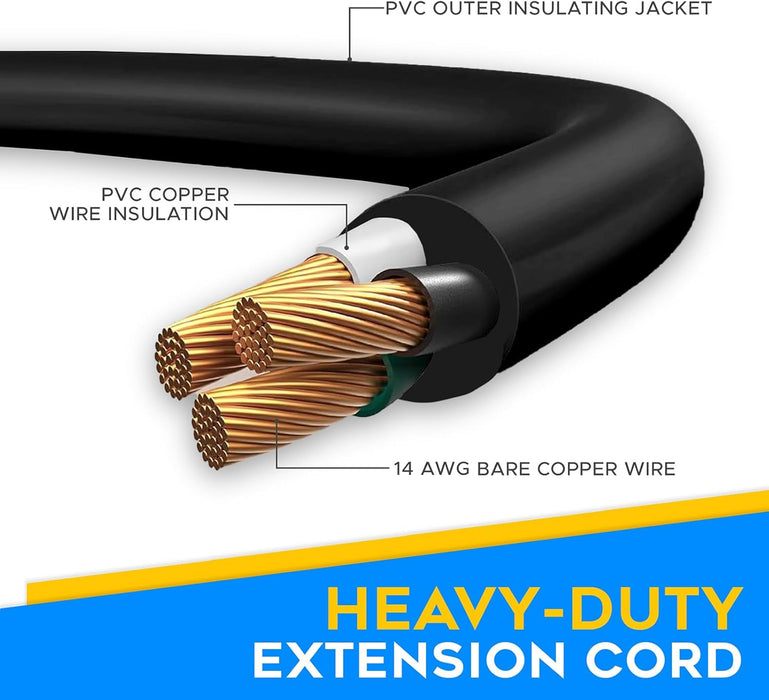 Flat Plug Extension Cord - Angled Flat Plug Adapter - Plug Adapter Low Profile - 45 Degree Power Cord Extension - 18in Short Extension Cord Flat Plug - UL Listed 16 AWG - Black