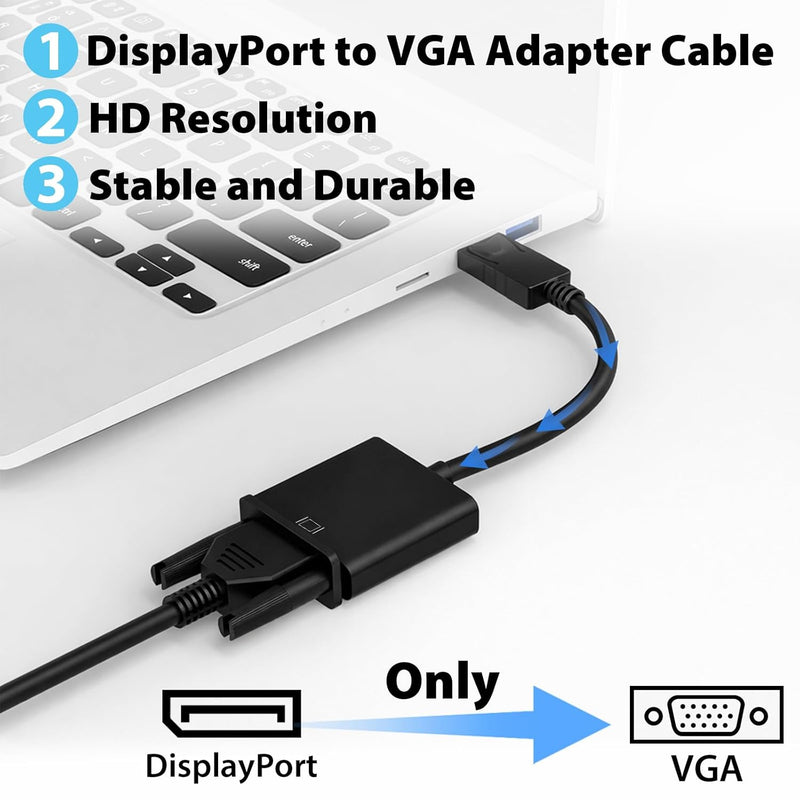 Cyberguys DisplayPort to VGA Adapter Cable, 1080p with Secure Latch
