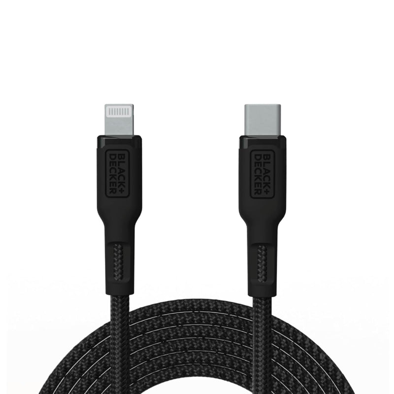 BLACK+DECKER USB-C to Lightning Cable – Fast Braided iPhone Charger Cord, Durable & Travel-Ready