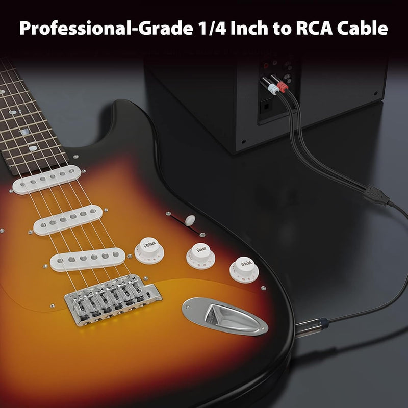 Cyberguys 1/4 Inch to RCA Audio Cable – 6.35mm TRS to Dual RCA Stereo Cord